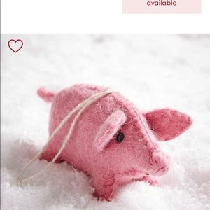 Handmade felted wool whimsical pig ornament